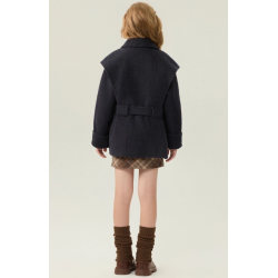 Fashion Elite Style Dim Gray Energy Goose Belt Kid's Wool Coat Online for Sale