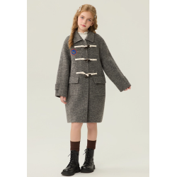 Fashion Elite Style Gray Energy Goose Ox Horn Kid's Wool Coat Online for Sale