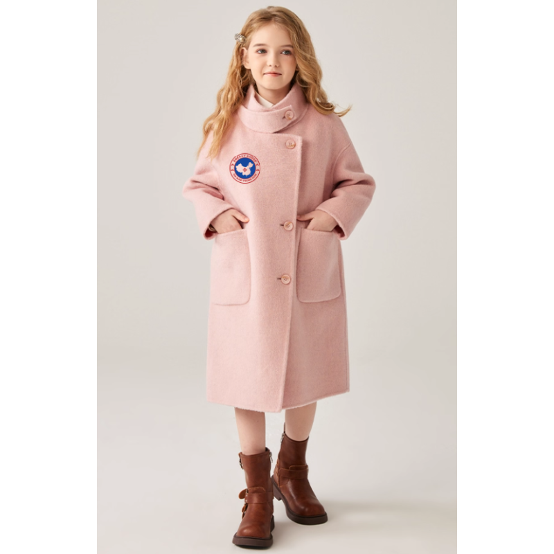 Fashion Elite Style Pink Energy Goose Single Button Kid's Wool Coat Online for Sale