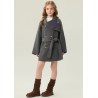 Fashion Elite Style Beige Energy Goose Belt Kid's Wool Coat Online for Sale