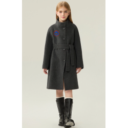 Fashion Elite Style Classic Gray Energy Goose Belt Kid's Wool Coat Online for Sale