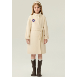 Fashion Elite Style Classic Gray Energy Goose Belt Kid's Wool Coat Online for Sale