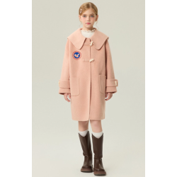 Fashion Elite Style Pink Energy Goose Big Collar Ox Horn Kid's Wool Coat Online for Sale
