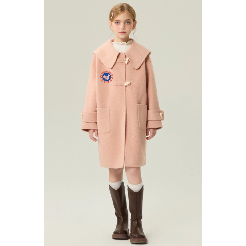 Fashion Elite Style Pink Energy Goose Big Collar Ox Horn Kid's Wool Coat Online for Sale