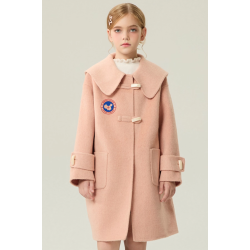 Fashion Elite Style Pink Energy Goose Big Collar Ox Horn Kid's Wool Coat Online for Sale