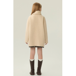 Fashion Elite Style Beige Energy Goose Tassels Scarf Kid's Wool Coat Online for Sale