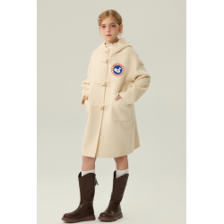 Fashion Elite Style Beige Energy Goose Big Ox Horn Kid's Wool Coat Online for Sale