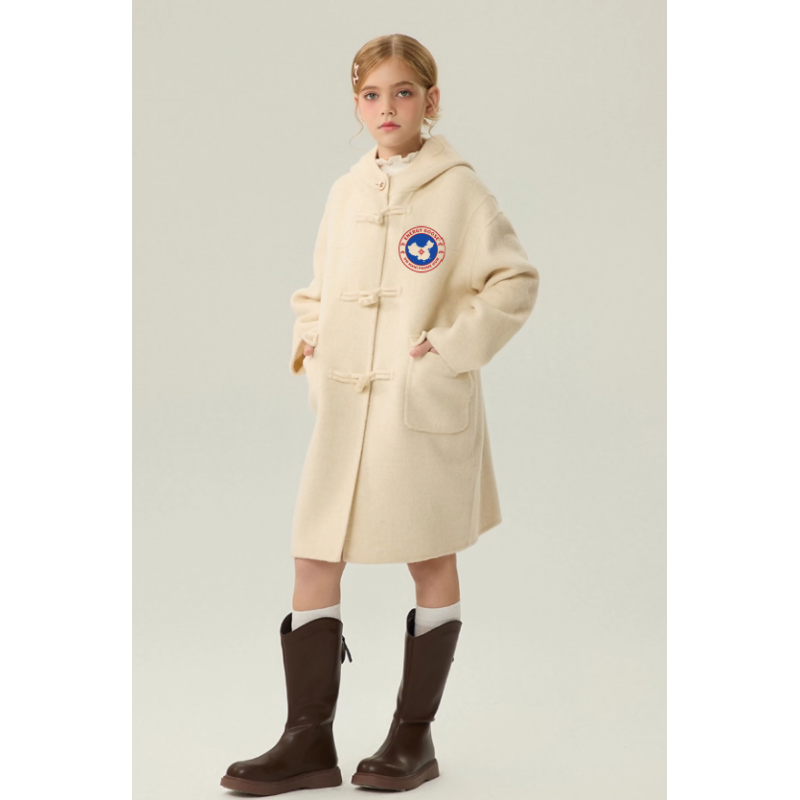 Fashion Elite Style Beige Energy Goose Big Ox Horn Kid's Wool Coat Online for Sale