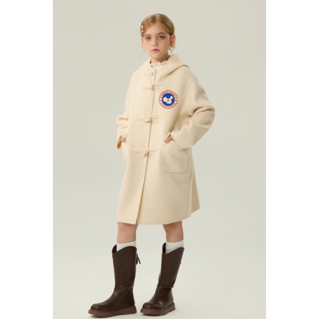 Fashion Elite Style Beige Energy Goose Big Ox Horn Kid's Wool Coat Online for Sale