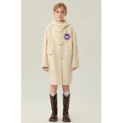 Fashion Elite Style Beige Energy Goose Big Ox Horn Kid's Wool Coat Online for Sale