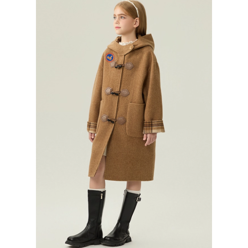 Fashion Elite Style Camel Energy Goose Double Wear Kid's Wool Coat Online for Sale
