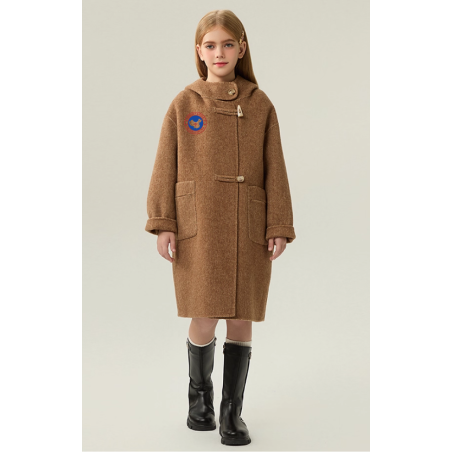 Fashion Elite Style Coffee Energy Goose Herringbone Ox Horn Kid's Wool Coat Online for Sale