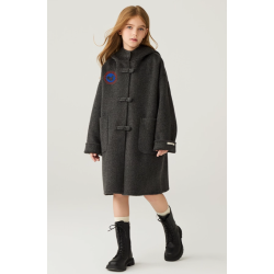 Fashion Elite Style Beige Energy Goose With Hat Kid's Wool Coat Online for Sale