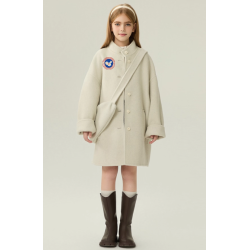 Fashion Elite Style Beige Energy Goose With Bag Kid's Wool Coat Online for Sale