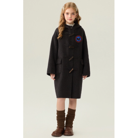 Fashion Elite Style Black Energy Goose Ox Horn Kid's Wool Coat Online for Sale