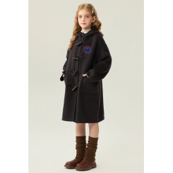 Fashion Elite Style Black Energy Goose Ox Horn Kid's Wool Coat Online for Sale