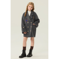 Fashion Elite Style Gray Energy Goose Preppy Chic Kid's Wool Coat Online for Sale