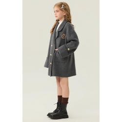 Fashion Elite Style Gray Energy Goose Preppy Chic Kid's Wool Coat Online for Sale
