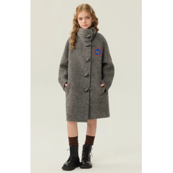 Fashion Elite Style Gray Energy Goose Big Ox Horn Elite Kid's Wool Coat Online for Sale