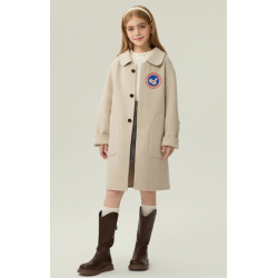 Fashion Elite Style Rice White Energy Goose Simple Kid's Wool Coat Online for Sale