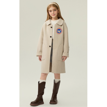 Fashion Elite Style Rice White Energy Goose Simple Kid's Wool Coat Online for Sale