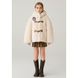 Authentic White Energy Goose Bazaar Wool Fur Kid's Coat Elite Style Online for Sale