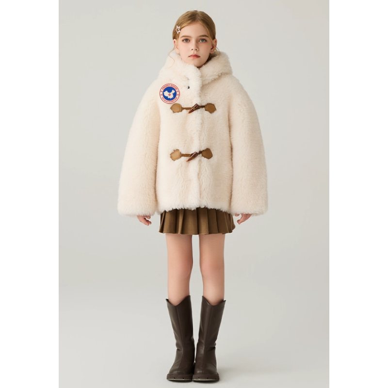Authentic White Energy Goose Bazaar Wool Fur Kid's Coat Elite Style Online for Sale