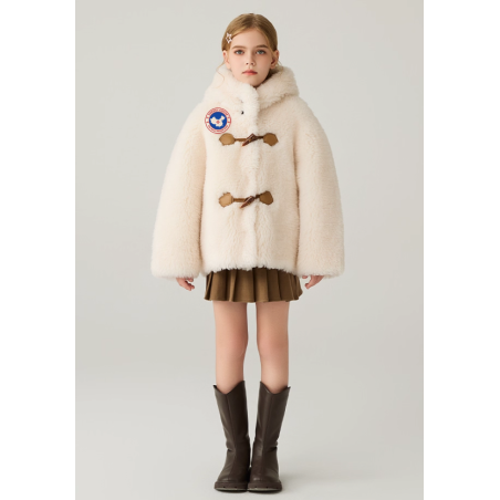 Authentic White Energy Goose Bazaar Wool Fur Kid's Coat Elite Style Online for Sale