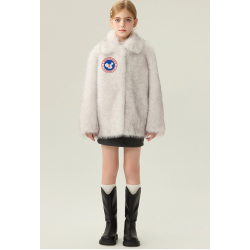 Authentic White Energy Goose Fox Mink Fur Kid's Coat Elite Style Online for Sale