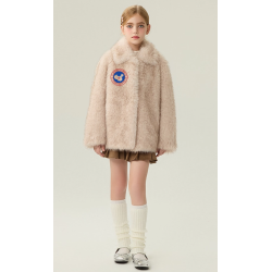 Authentic White Energy Goose Fox Mink Fur Kid's Coat Elite Style Online for Sale