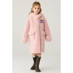Authentic Pink Energy Goose Ox Horn Mink Fur Kid's Coat Elite Style Online for Sale