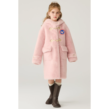 Authentic Pink Energy Goose Ox Horn Mink Fur Kid's Coat Elite Style Online for Sale