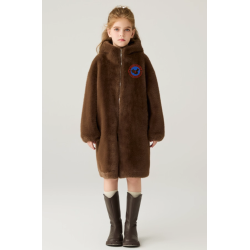 Authentic Coffee Energy Goose Mink Fur Kid's Coat Elite Style Online for Sale