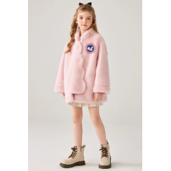 Authentic Pink Energy Goose Golden Fur Kid's Short Coat Elite Style Online for Sale