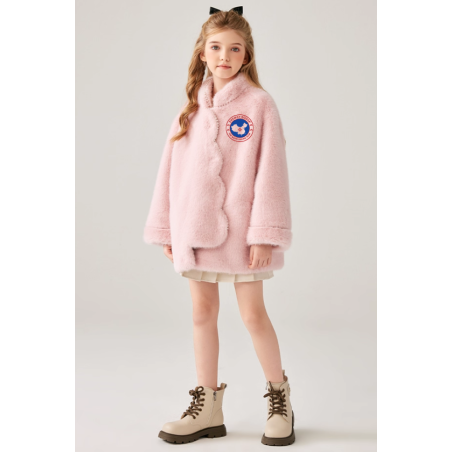 Authentic Pink Energy Goose Golden Fur Kid's Short Coat Elite Style Online for Sale