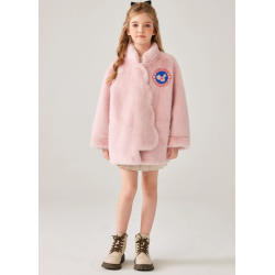 Authentic Pink Energy Goose Golden Fur Kid's Short Coat Elite Style Online for Sale