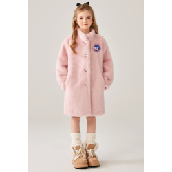 Authentic Pink Energy Goose Pearl Button Mink Fur Kid's Coat Elite Style Online for Sale