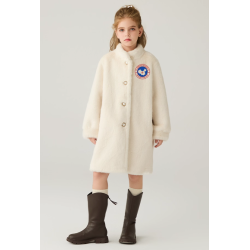 Authentic Pink Energy Goose Pearl Button Mink Fur Kid's Coat Elite Style Online for Sale