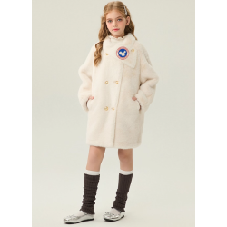 Authentic White Energy Goose Two Rows Mink Fur Kid's Coat Elite Style Online for Sale