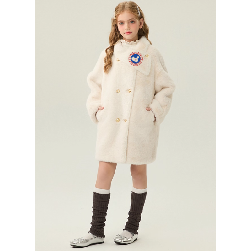 Authentic White Energy Goose Two Rows Mink Fur Kid's Coat Elite Style Online for Sale