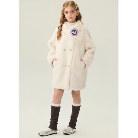 Authentic White Energy Goose Two Rows Mink Fur Kid's Coat Elite Style Online for Sale