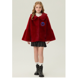Authentic Red Energy Goose Flared Sleeve Mink Fur Kid's Coat Elite Style Online for Sale