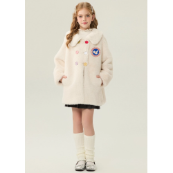 Authentic White Energy Goose Colorful Button Mink Fur Kid's Coat Elite Style Online for Sale