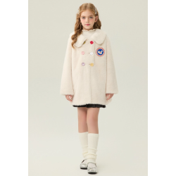 Authentic White Energy Goose Colorful Button Mink Fur Kid's Coat Elite Style Online for Sale