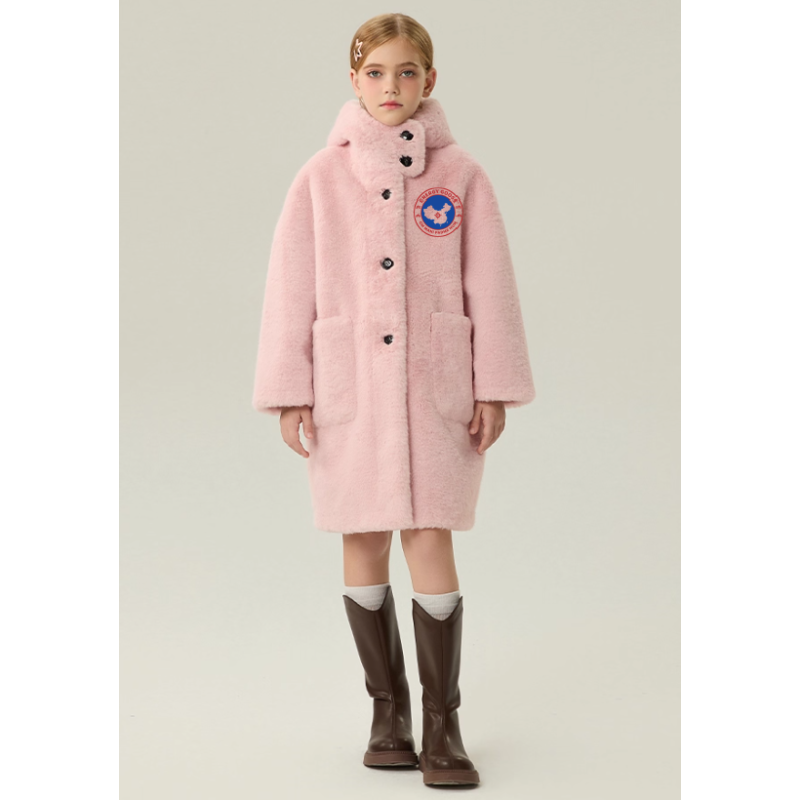 Authentic Pink Energy Goose Mink Fur With Hat Kid's Coat Elite Style Online for Sale