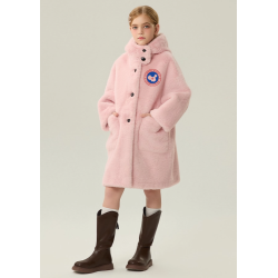 Authentic Pink Energy Goose Mink Fur With Hat Kid's Coat Elite Style Online for Sale
