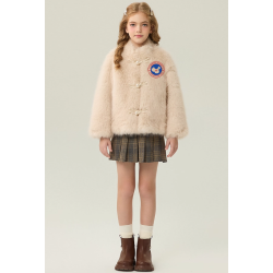 Authentic Apricot Energy Goose Pearl Mink Fur Kid's Short Coat Elite Style Online for Sale
