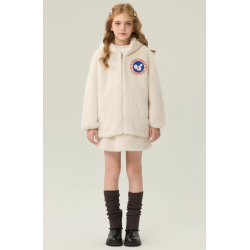 Authentic White Energy Goose Mink Fur Kid's Skirt Coat Elite Style Online for Sale
