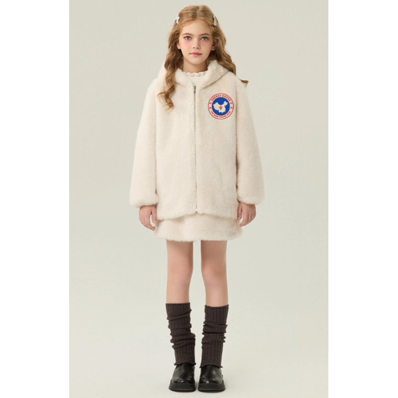 Authentic White Energy Goose Mink Fur Kid's Skirt Coat Elite Style Online for Sale