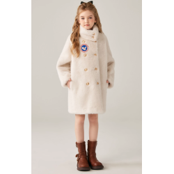 Authentic Milk White Energy Goose Golden Mink Fur Kid's Coat Elite Style Online for Sale